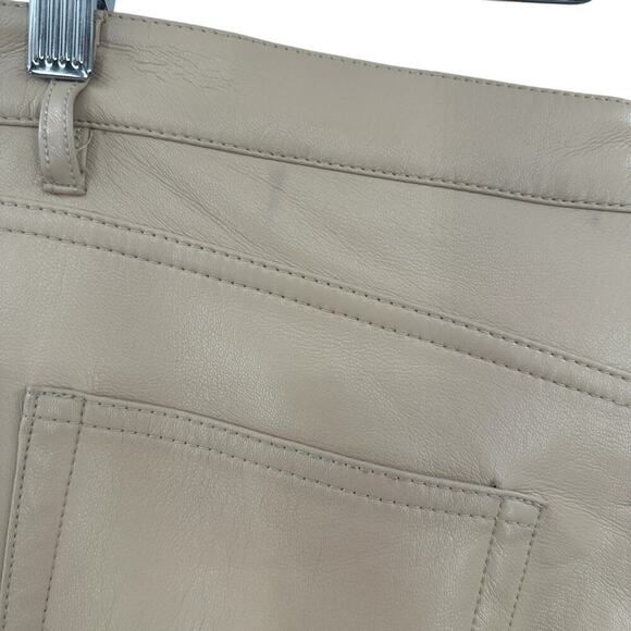 Aritzia Wilfred The Melina Pants Vegan Leather Cropped Beige Size 10 - Picture 10 of 11